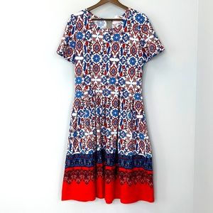 LuLaRoe Amelia Red,White&Blue Dress